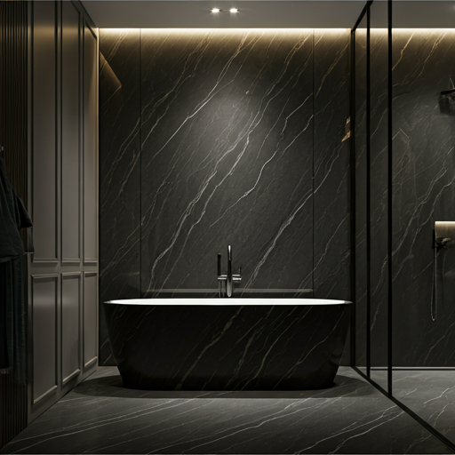 Chelsea Gardens — black marble bathroom